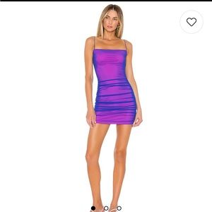 Superdown Issa Mesh Mini Dress in Blue & Pink XS worn once